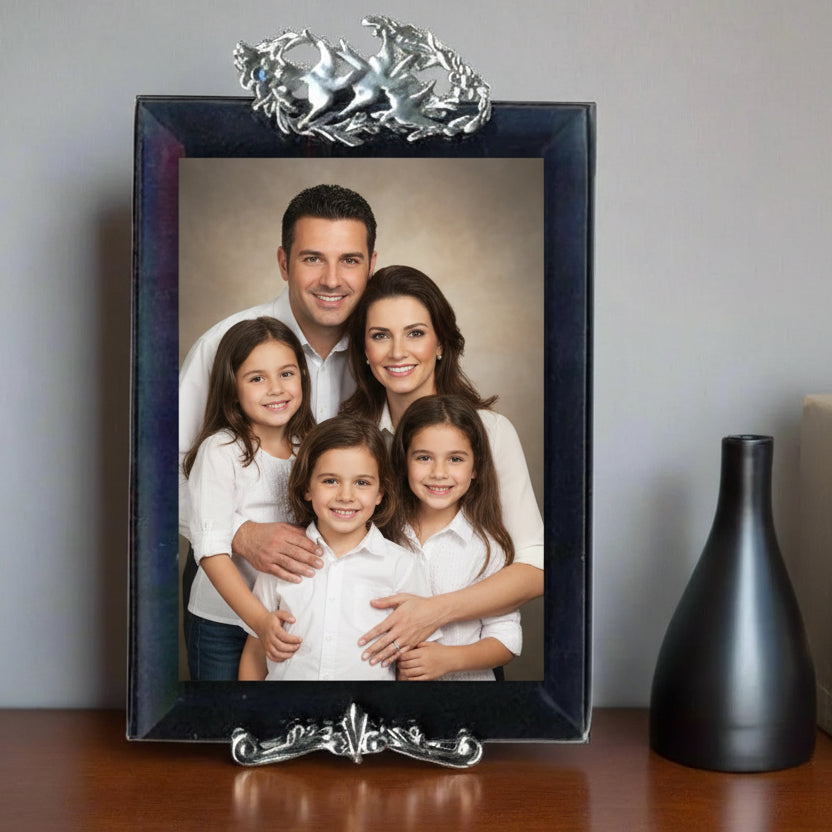 Greek Traditional Bronze Silver Plated Picture Frame (A-58)