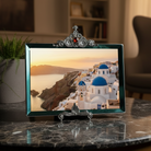 Greek Traditional Carnelian Bronze Silver Plated Picture Frame (A-62)