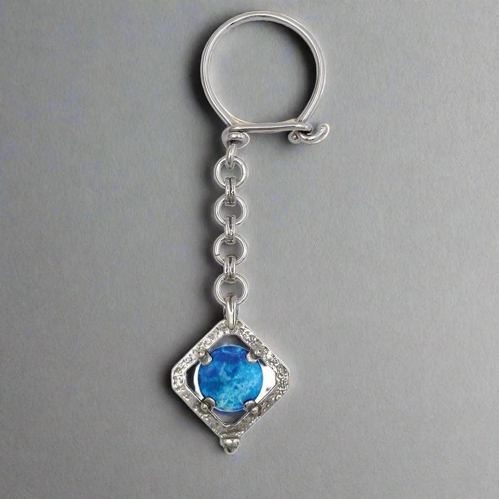 Greece Key Rings Greek Traditional Key ring in sterling silver with a lapis lazuli (MP ...