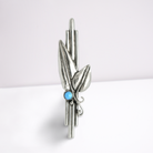 Greek Traditional Olive Leaf Brooch in Sterling silver with turquoise (K-30)