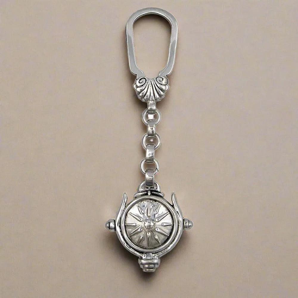 Macedonian Sun (Vergina Sun) Key ring in sterling silver (MP-02)