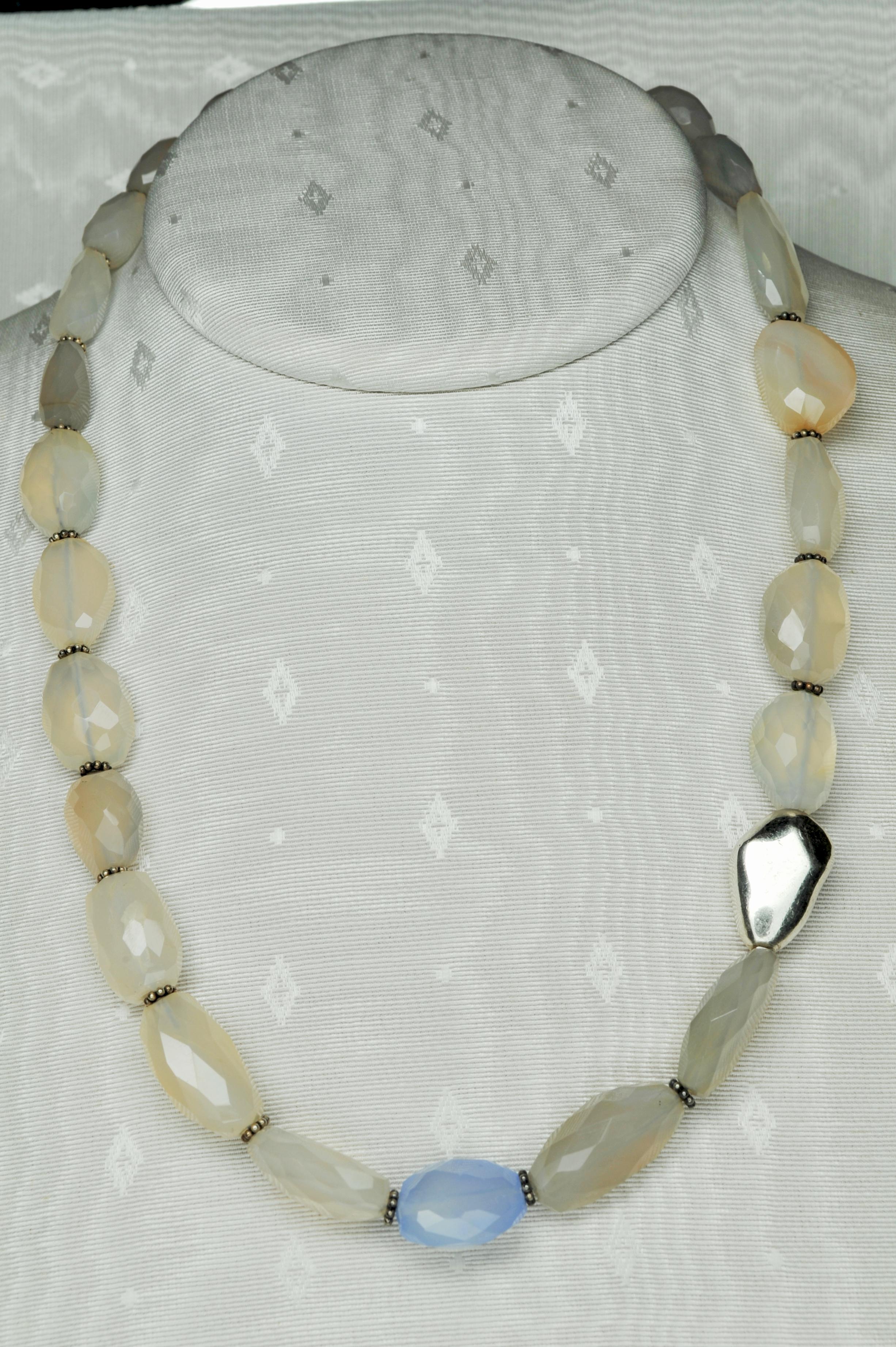 Necklace with Chalcedony stones and sterling silver elements