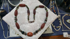 Necklace with old carnelian, green Benzhahr & sterling silver elements