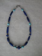 Necklace with old Lapis Lazuli & old Turquoise and sterling silver elements
