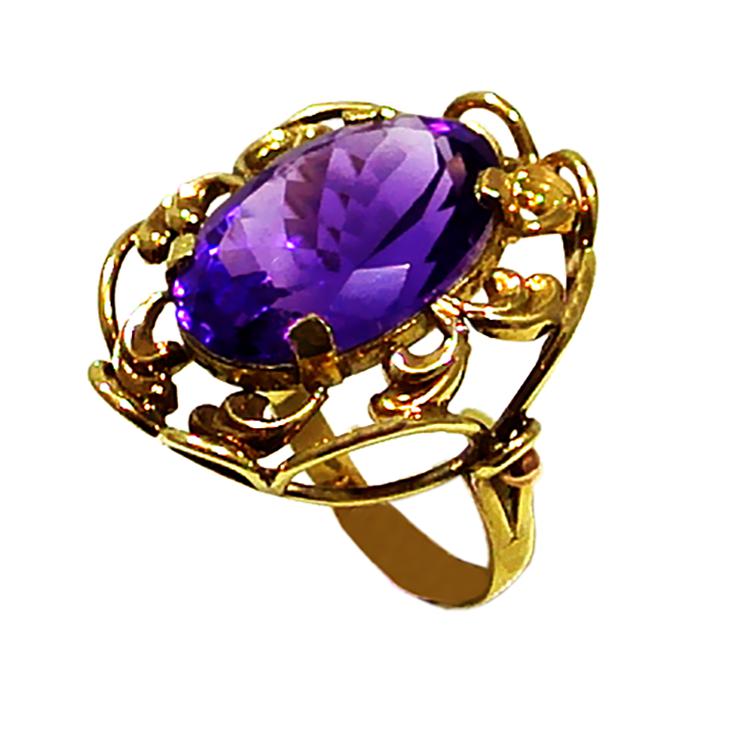 Ring in 14k Gold with amethyst (B-53)