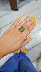 Ring in 18k Gold with a Fluorite Cabochon (B-94)