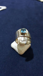 Sterling Silver Ring and Blue Topaz in 18 k. gold, Handmade Ring, Greek Jewelry, modern Ring, Handmade Ring, Greek Jewelry (DT-11) - Dinos-Virginia