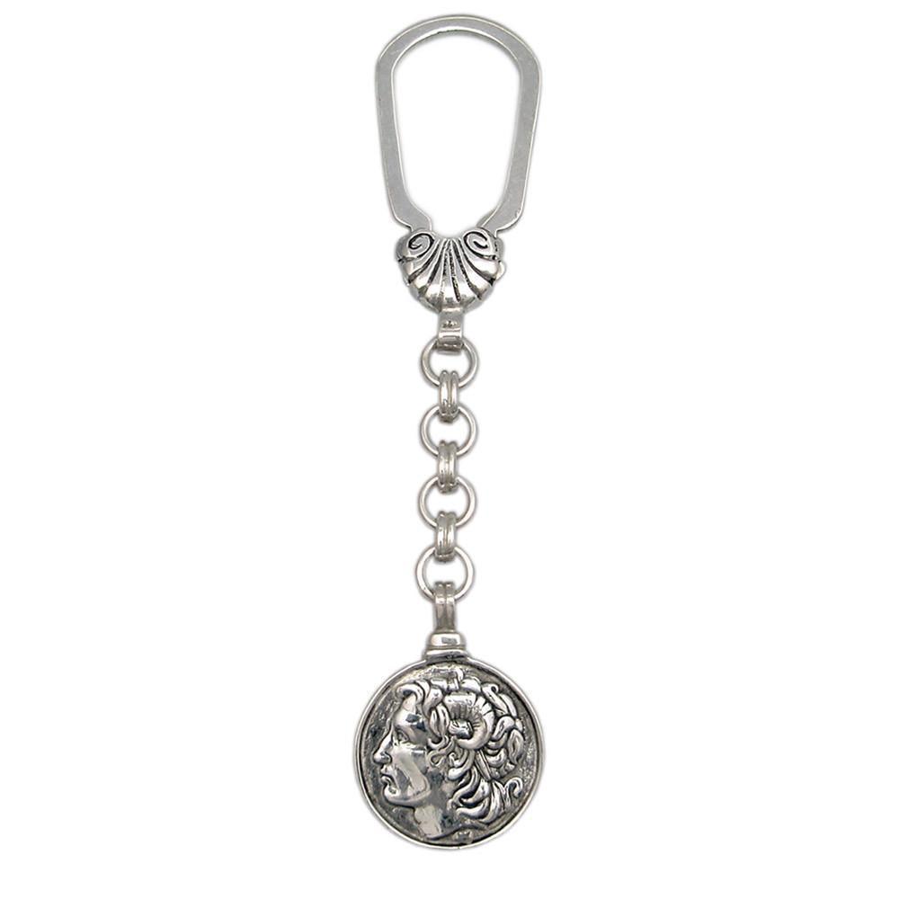 Alexander the Great Key ring in sterling silver, silver keychain, men's gift, handmade keychain (MP-03) - ELEFTHERIOU EL
