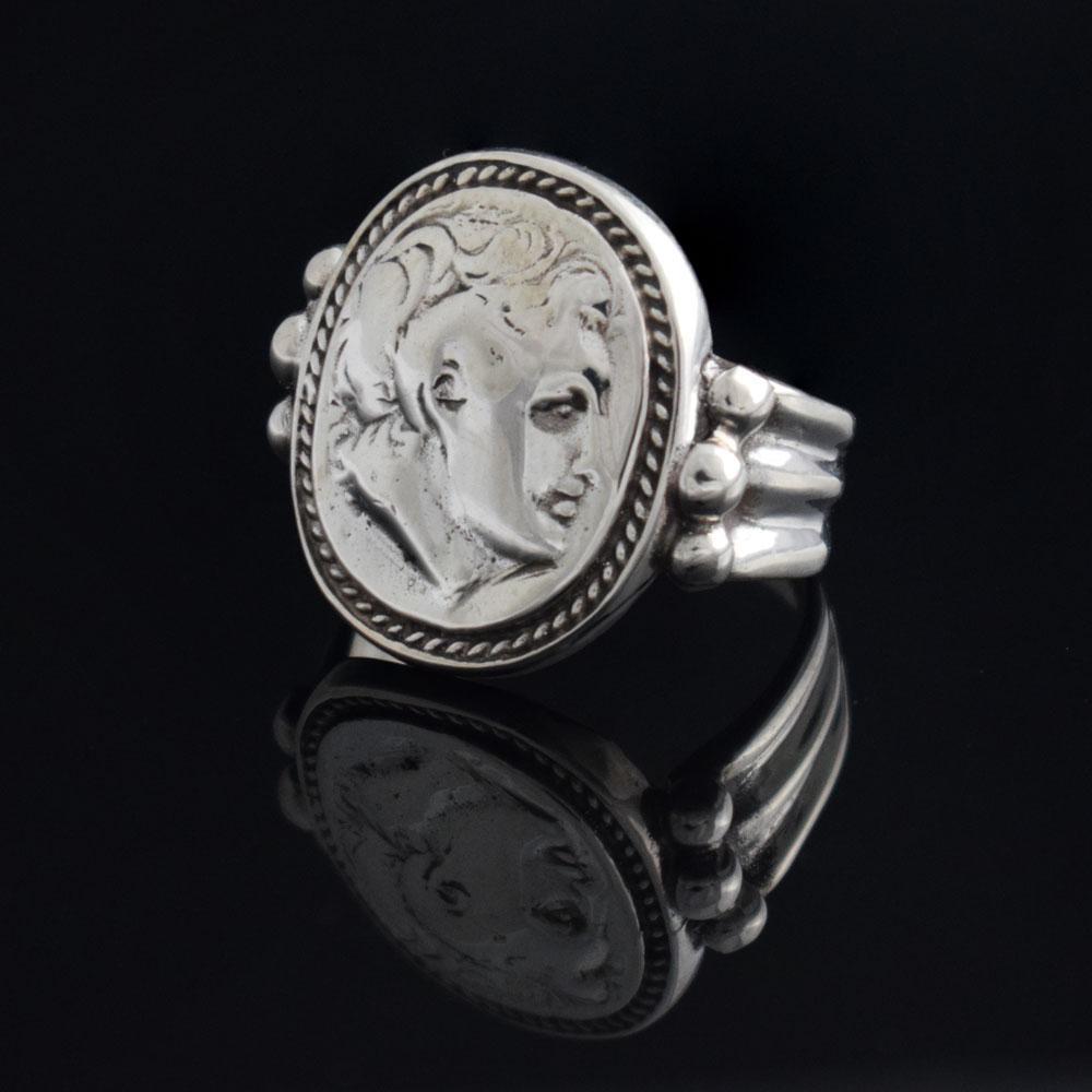 Alexander the Great Portait Coin Ring in Sterling Silver (DT-102)