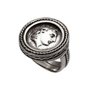 Alexander the Great Portrait Coin Ring in Sterling Silver, Ancient Coin Ring (DT-114)