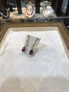 Amethyst oval faceted cutaneous 18k gold earrings, one of a kind, Fine earrings, Handmade earrings, Greek Jewelry