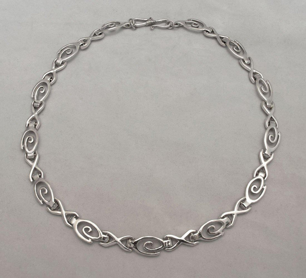 Ancient Greek Spiral Sterling Silver Necklace (PE-07) - ELEFTHERIOU EL
