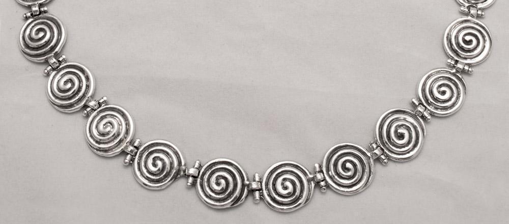 Ancient Greek Spiral Sterling Silver Necklace, Spiral Necklace - ELEFTHERIOU EL