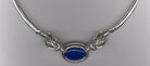 Ancient Greek Two Headed Ram Silver Necklace with Lapis Lazuli (PE-01)