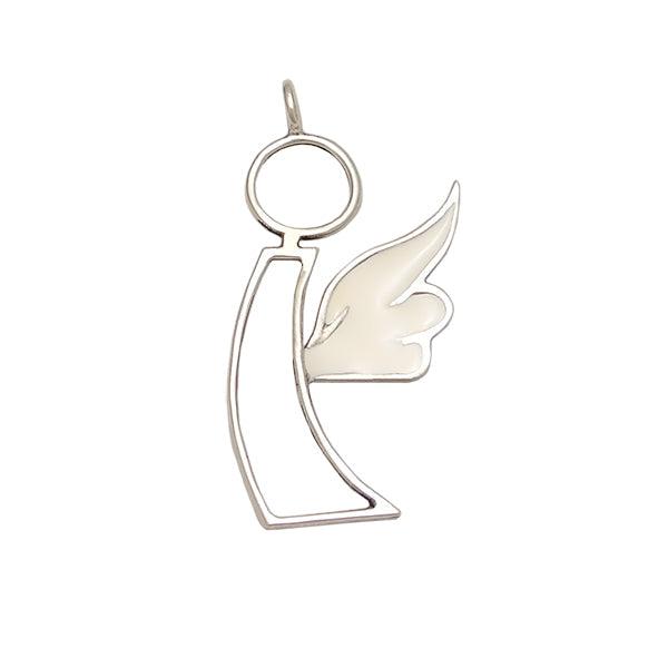 Angel Charm on plexiglass, silver charm with bronze leaves, home decor, gift idea, charm favor (PX-13) - ELEFTHERIOU EL