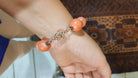 Bracelet with Pink Coral Stones (Angel Skin) and Silver Elements (C-04)