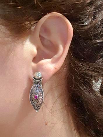 Byzantine Earrings handcrafted in Sterling Silver with zircon, sterling silver earrings (GT-09) - ELEFTHERIOU EL