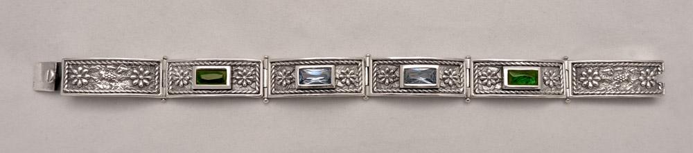 Byzantine handmade Bracelet in Sterling Silver with zircon - ELEFTHERIOU EL
