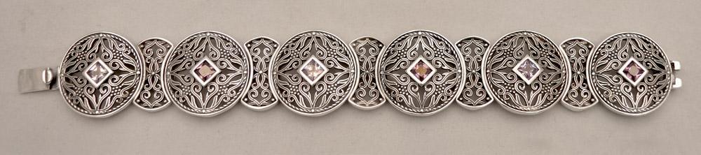 Byzantine handmade Bracelet in Sterling Silver with zircon (B-01) - ELEFTHERIOU EL