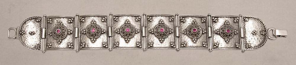 Byzantine handmade Bracelet in Sterling Silver with zircon (B-02) - ELEFTHERIOU EL