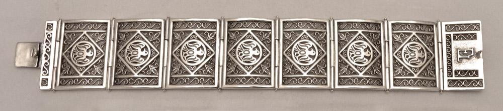 Byzantine handmade Bracelet in Sterling Silver with zircon (B-03) - ELEFTHERIOU EL