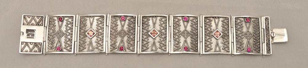 Byzantine handmade Bracelet in Sterling Silver with zircon (B-05) - ELEFTHERIOU EL
