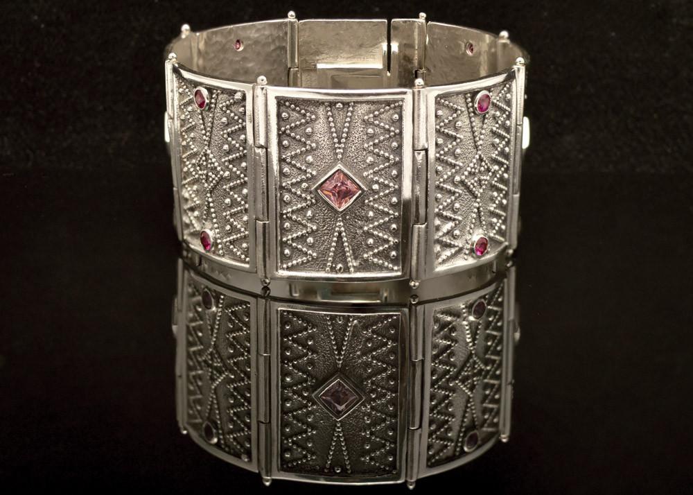 Byzantine handmade Bracelet in Sterling Silver with zircon (B-05) - ELEFTHERIOU EL