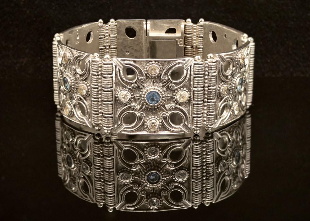 Byzantine handmade Bracelet in Sterling Silver with zircon (B-08) - ELEFTHERIOU EL