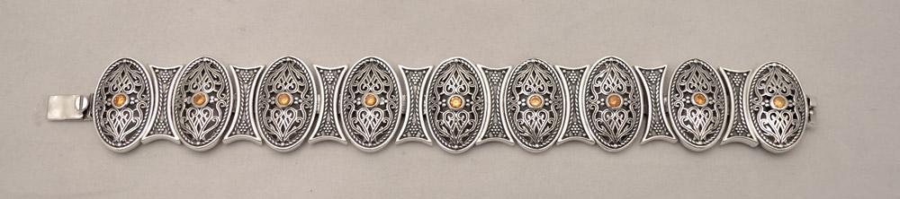 Byzantine handmade Bracelet in Sterling Silver with zircon (B-10) - ELEFTHERIOU EL