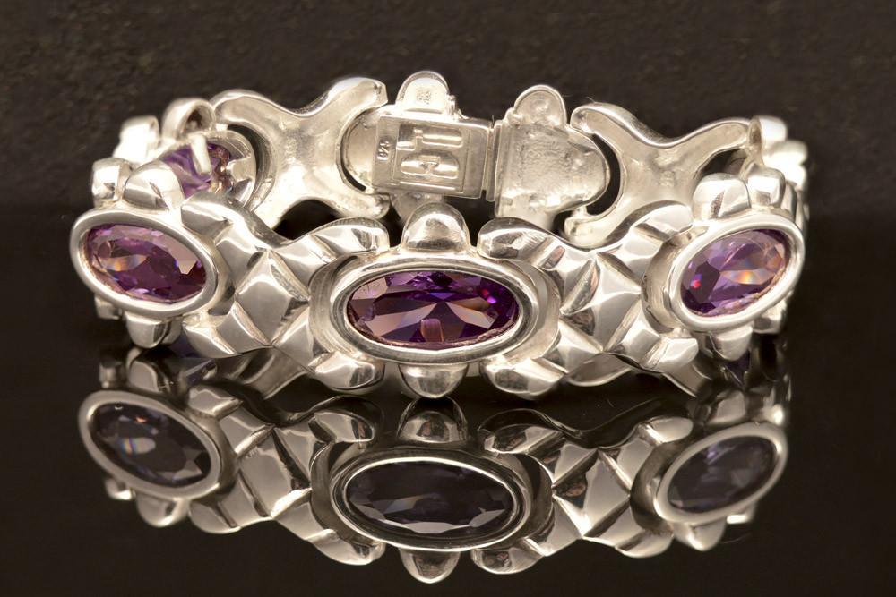Byzantine handmade Bracelet in Sterling Silver with zircon (B-26) - ELEFTHERIOU EL