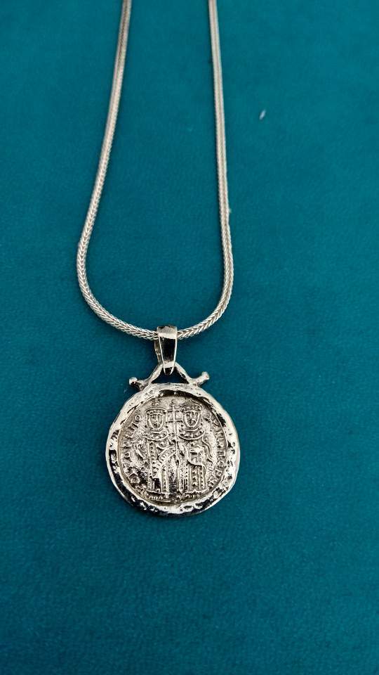 Byzantine Konstantinato Pendant Solid Sterling silver, Greek Handmade Jewelry - ELEFTHERIOU EL