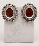Byzantine Oval Earrings in Sterling Silver with Carnelian (GT-01)