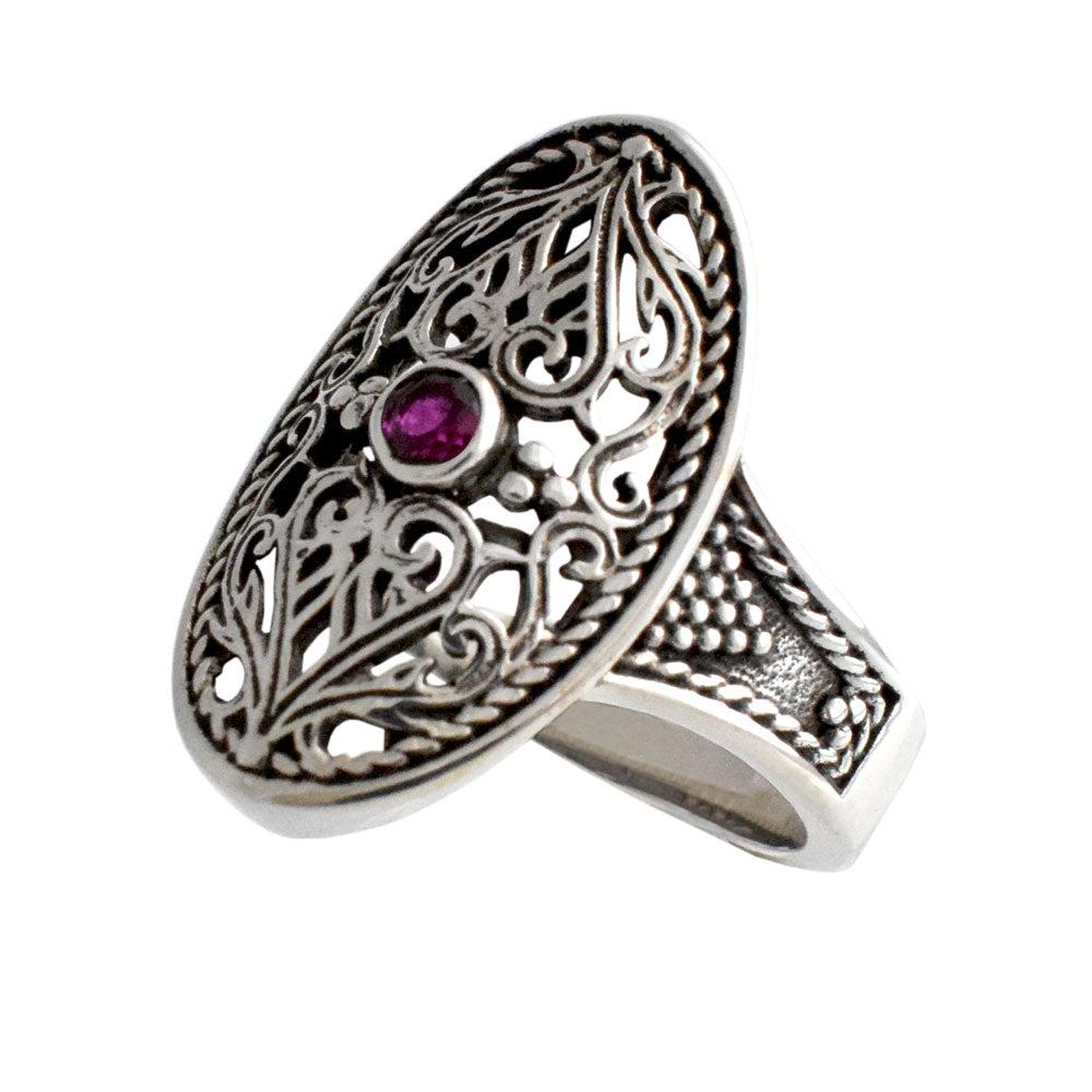Byzantine Ring handcrafted in Sterling Silver with zircon (DT-02) - ELEFTHERIOU EL