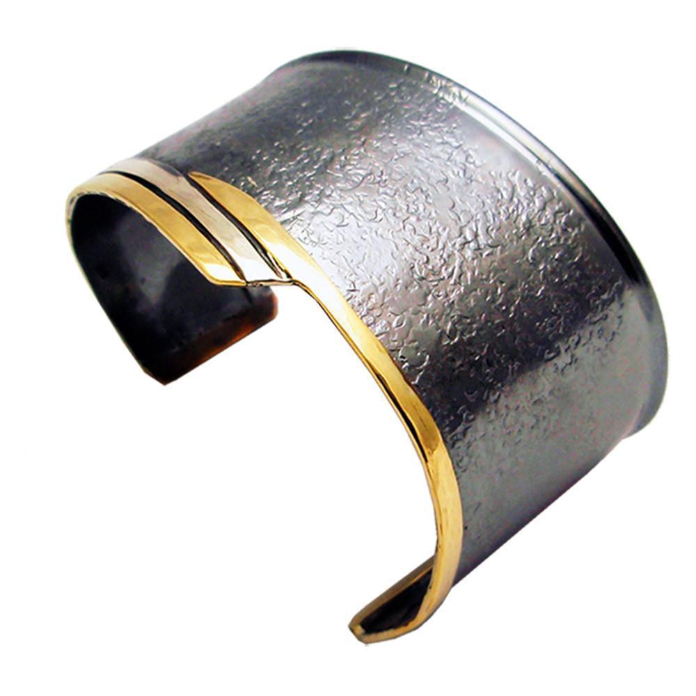 Cuff bracelet in Sterling Silver with Decorative Black Patina (Oxidation) (BM-05) - ELEFTHERIOU EL