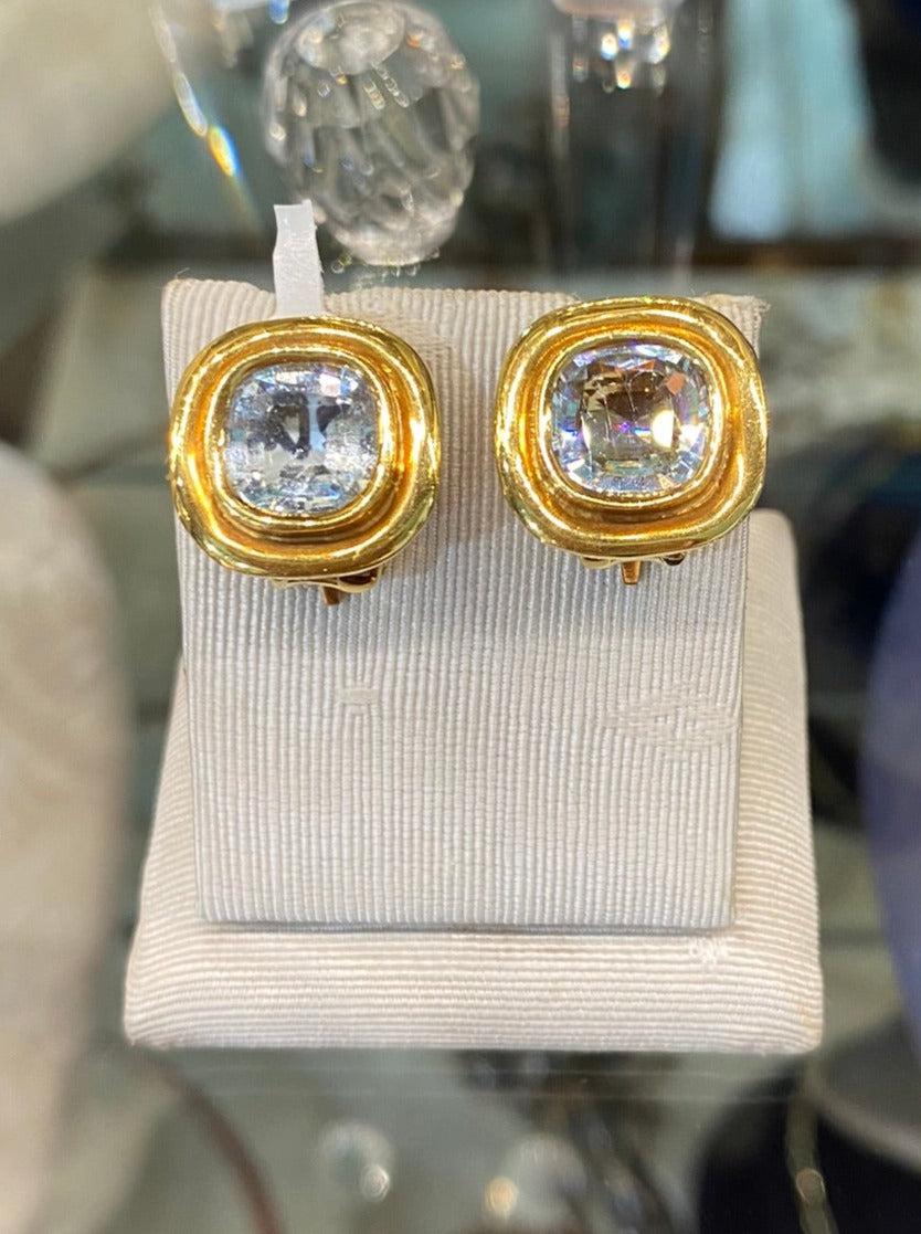 Earrings in gold 18k with Aquamarine - Dinos-Virginia