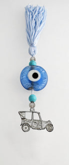 Evil Eye Charm on a tassel, House decoration, holiday decor, welcome gift, silver charm, Car Charm