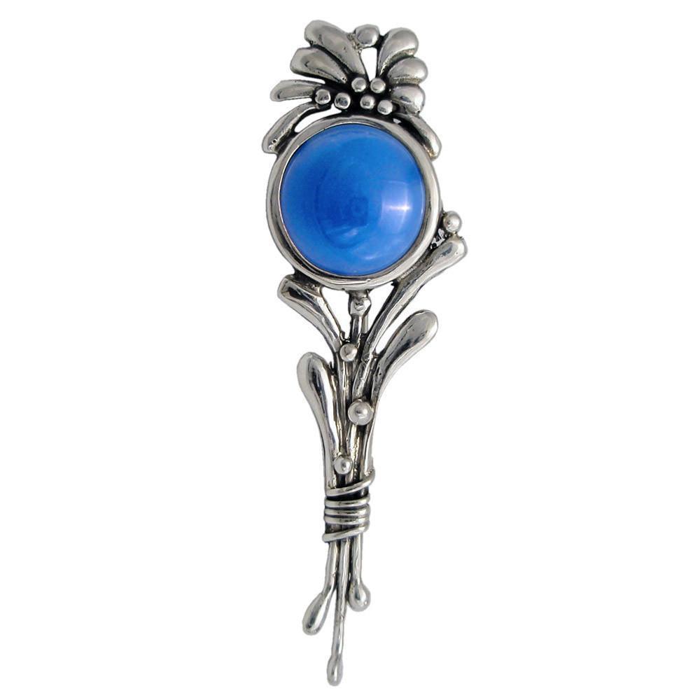 Flower Brooch in sterling silver with a Lapis Lazuli (K-05)