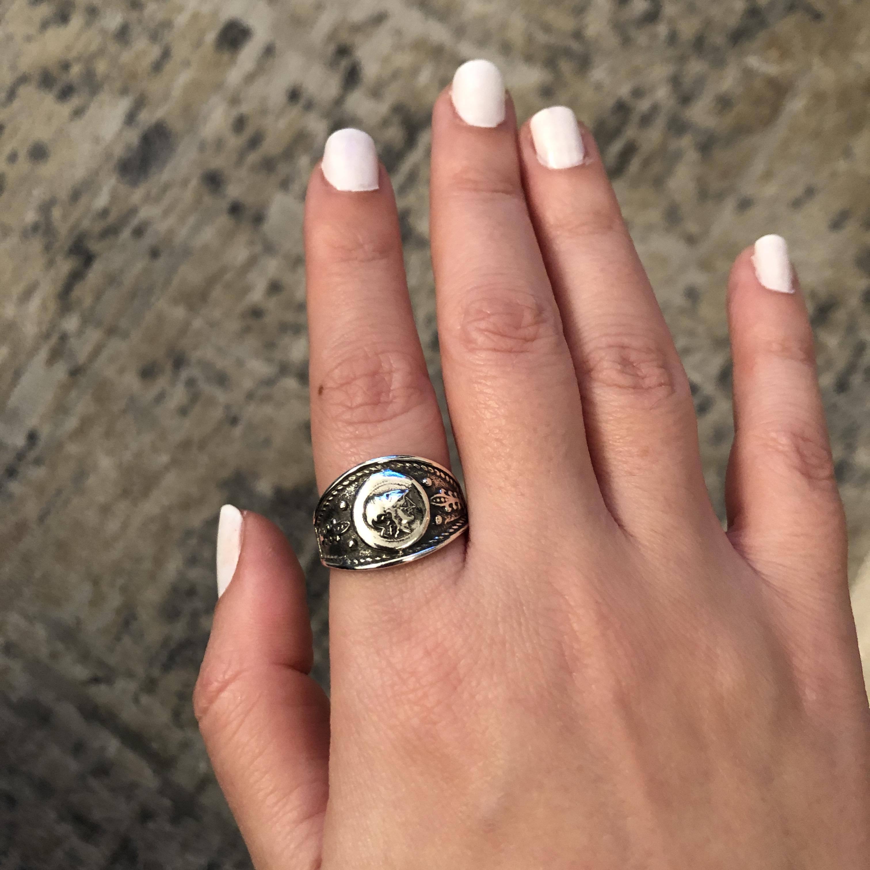 Goddess Athena Coin Ring, Handmade Ring, Sterling Silver Ring (DT-107) - ELEFTHERIOU EL