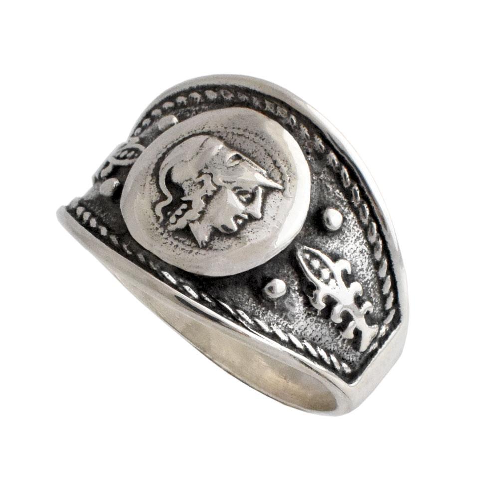 Goddess Athena Coin Ring, Handmade Ring, Sterling Silver Ring (DT-107)