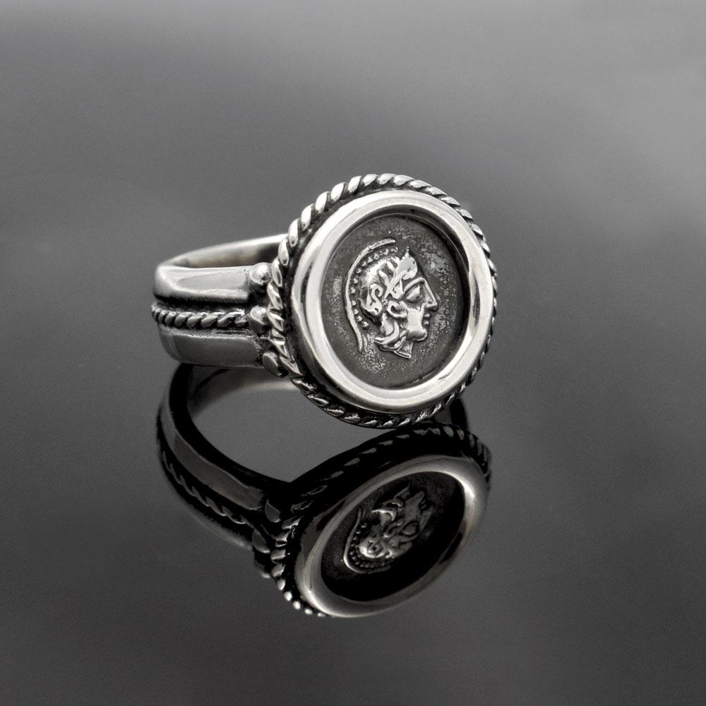 Goddess Athena Coin Ring, Handmade Ring, Sterling Silver Ring (DT-111) - ELEFTHERIOU EL