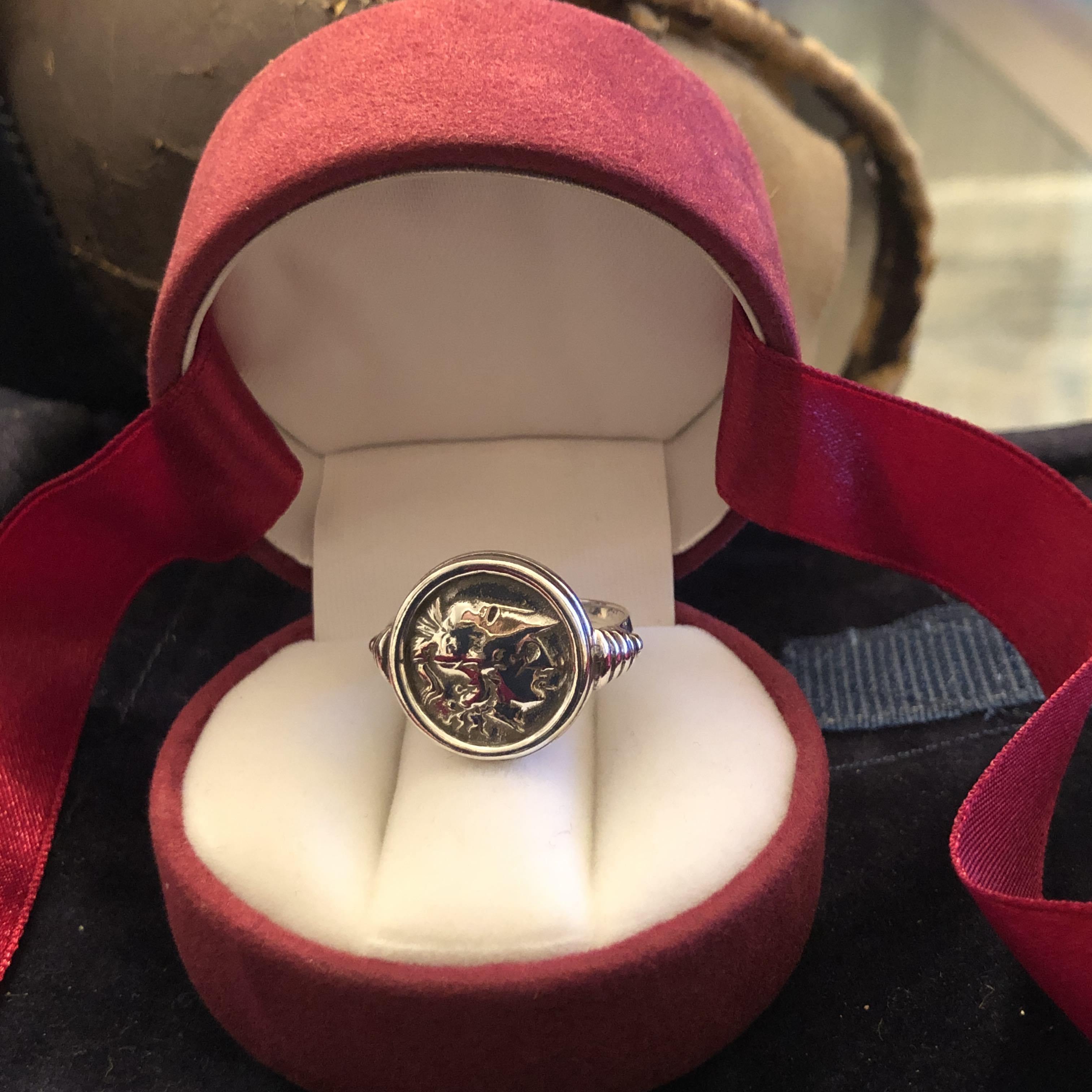 Goddess Athena Coin Ring, Handmade Ring, Sterling Silver Ring (DT-112) - ELEFTHERIOU EL