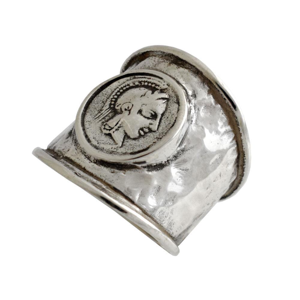 Goddess Athena Portait Coin Ring in Sterling Silver (DT-100) - ELEFTHERIOU EL