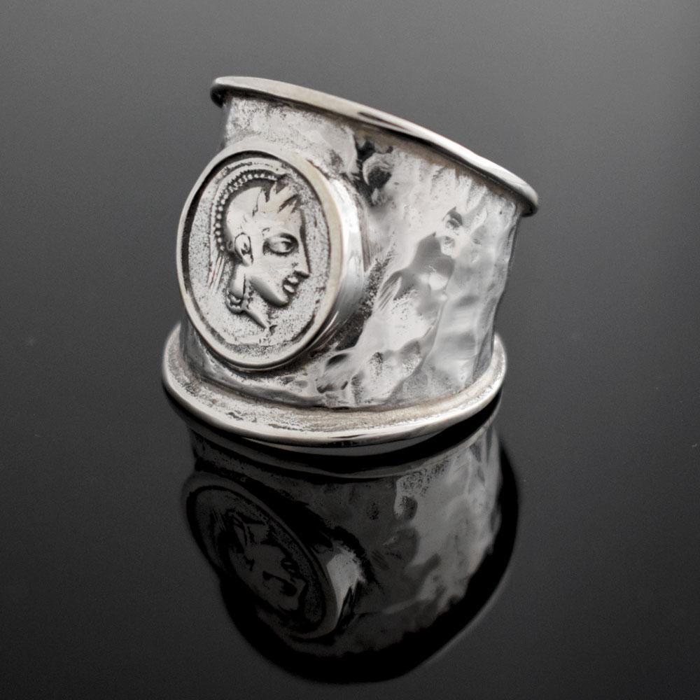 Goddess Athena Portait Coin Ring in Sterling Silver (DT-100)