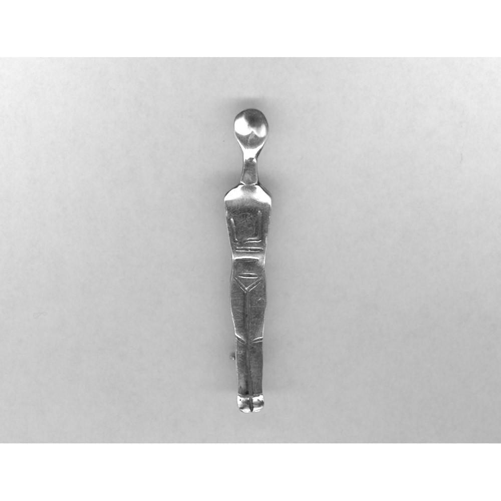 Greek Cycladic brooch, Cycladic jewelry, brooch in sterling silver, Standing female figure (Keros Variety) brooch (K-56) - ELEFTHERIOU EL