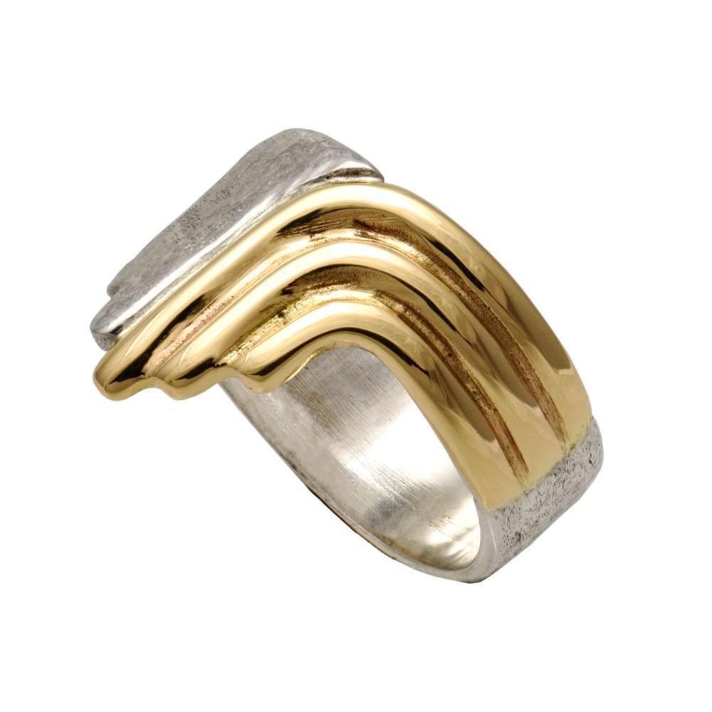 Greek handmade ring in Sterling Silver with Gold 14k (DX-34) - ELEFTHERIOU EL