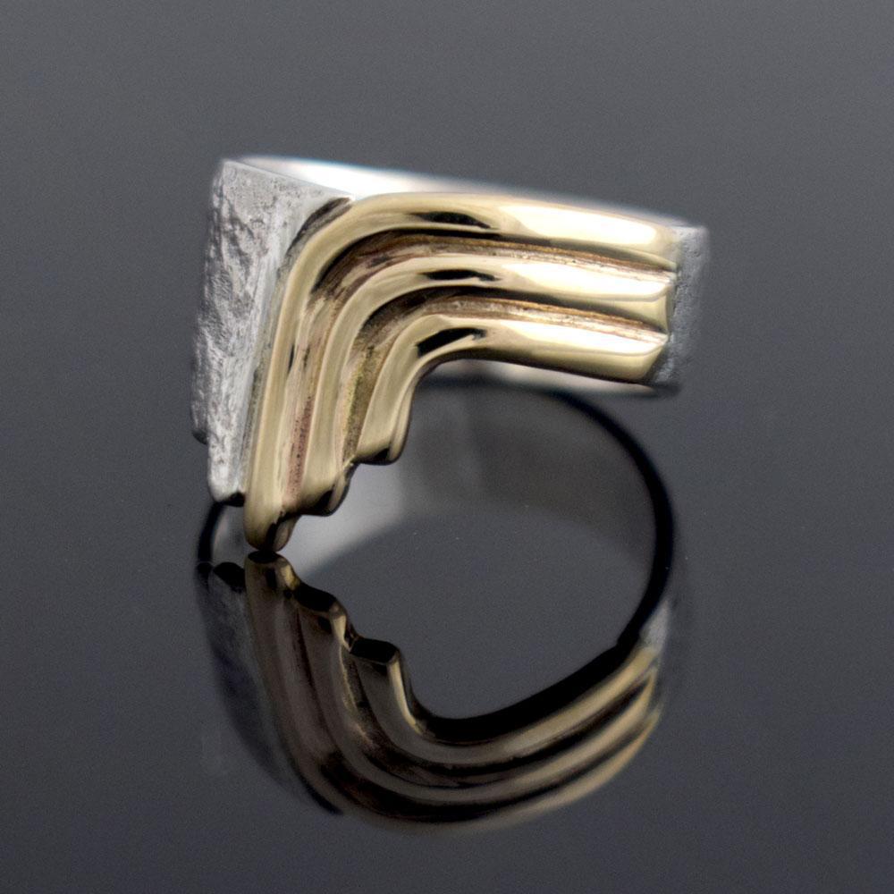 Greek handmade ring in Sterling Silver with Gold 14k (DX-34)