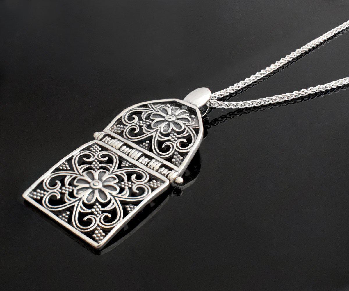 Greek Jewelry, Byzantine Sterling silver Pendant, Solid silver Pendant, Zircon Pendant (PE-78) - ELEFTHERIOU EL