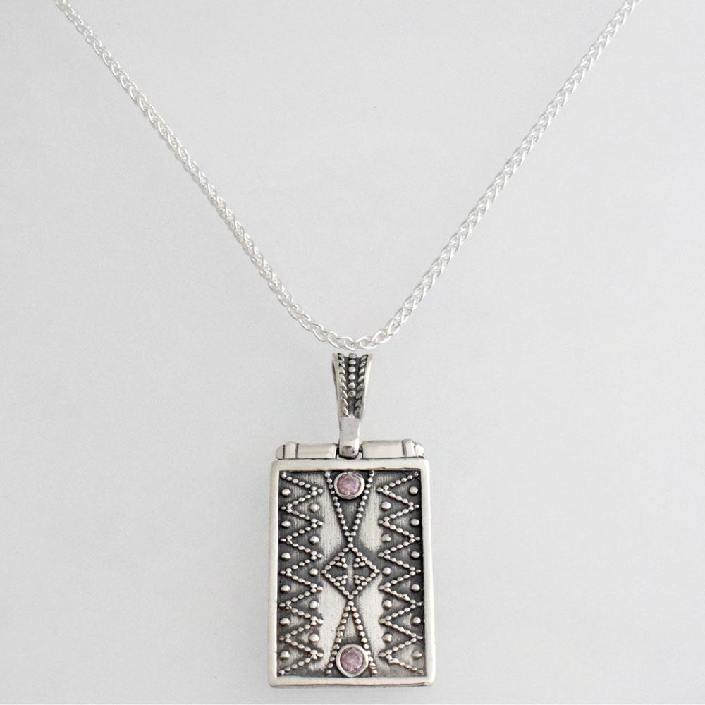 Greek Jewelry, Byzantine Sterling silver Pendant, Solid silver Pendant, Zircon Pendant (PE-80) - ELEFTHERIOU EL