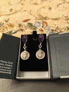 Greek Jewelry, Sterling silver Earrings, Solid silver Earrings, Greek Earrings, Amethyst Earrings - Dinos-Virginia