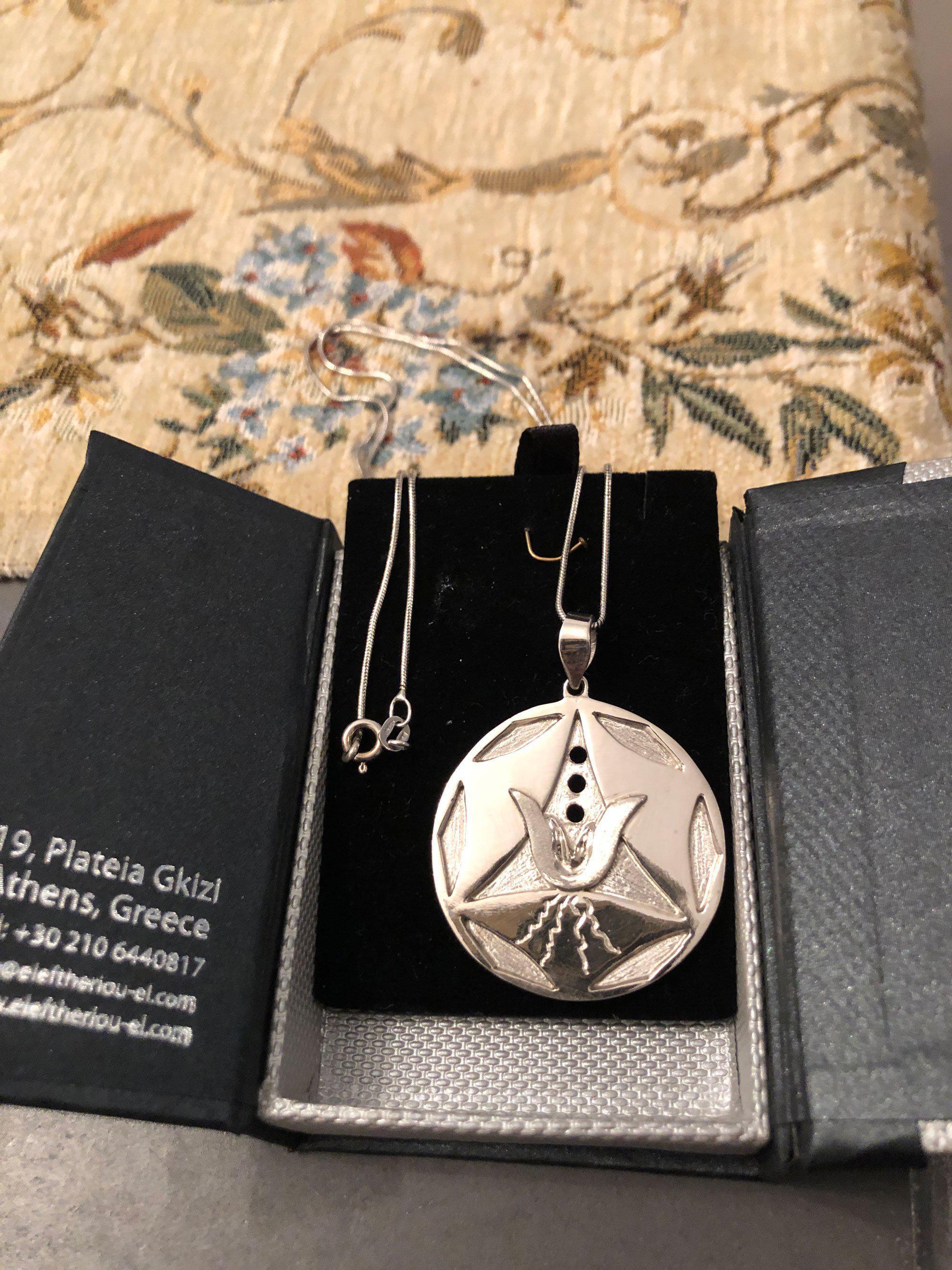 Greek Jewelry, Sterling silver Pendant, Solid silver Pendant, Flower Pendant - Dinos-Virginia